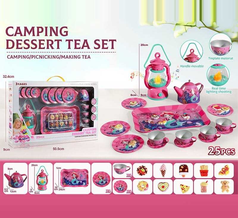 Набір посуду 877 A-22 (18) лампа на батарейках, підсвічування, пісні англійською мовою, тарілки, чашки, піднос, їжа, в коробці