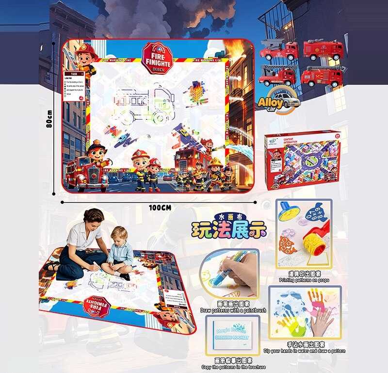 Килимок для малювання водою YYD 041 (64) 100х80 см, 3 маркери, водяні печатки, трафарети, 1 металопластикова машинка, в коробці