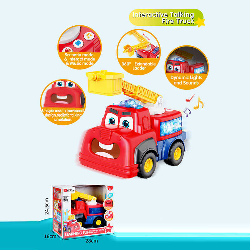Машинка 35971 P (12) "Пожежна машина", підсвіч., звук, пісні, озвучення англійською мовою, запис та відтворення голосу, їздить, рухає ротом, в коробці