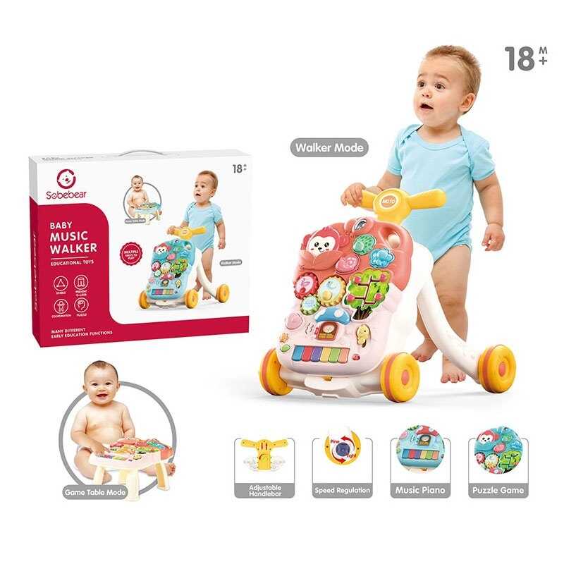 Каталка YL 623 (12) пісні англійською, звуки, мелодії, піаніно, пальчикові ігри, сортер, в коробці