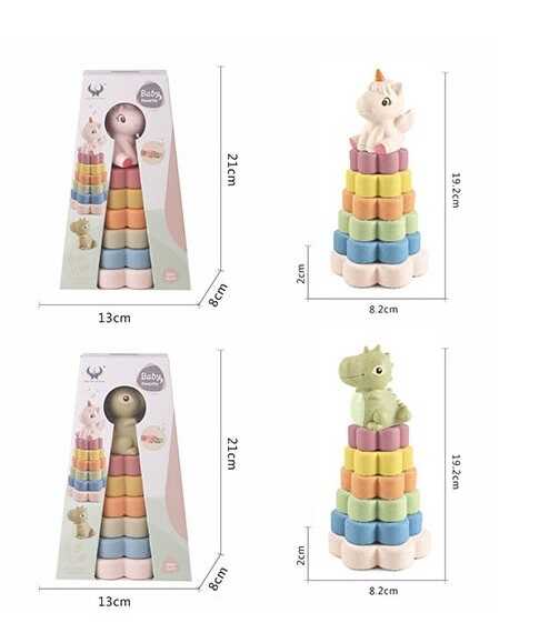 Пірамідка 628-142 (72/2) 2 види, розмір: 8.2х19.2 см, гумова, 7 елементів, фігурка звірятка, в коробці