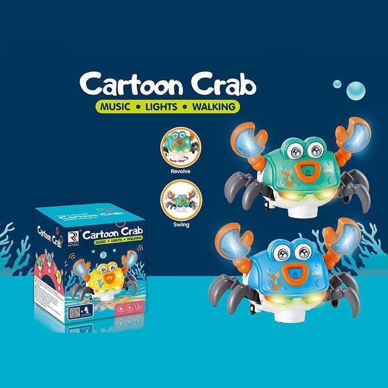Краб музичний ZR 222 (108/2) підсвічування, мелодії, беззвучний режим, колеса вільного ходу,  обертається, в коробці, ВИДАЄТЬСЯ МІКС ВИДІВ