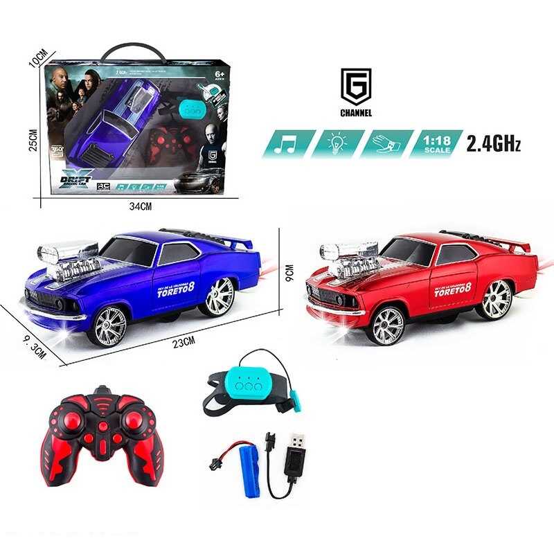 Машинка на радіокеруванні 12066-3 (36/2) пульт 2.4 GHz + сенсорний браслет, акум. 3.7V, підсвічування, звуки,беззвучний режим, коробці, МІКС ВИДІВ