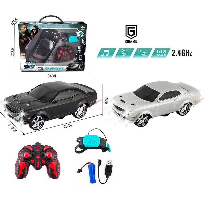 Машинка на радіокеруванні 12066-13 (36/2) пульт 2.4 GHz + сенсорний браслет, акум. 3.7V, підсвічування, звуки,беззвучний режим, коробці, МІКС ВИДІВ