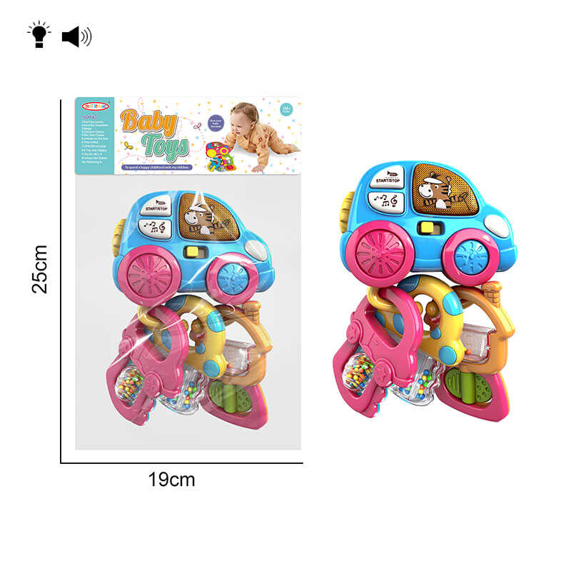 Брязкальце 8431 A2 (120/2) “Машинка“, підсвічування, веселі мелодії, звуки транспорту, 2 режими гучності, 3 брязкальця, пальчикові ігри, в пакеті