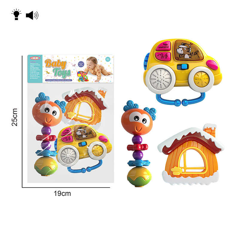 Брязкальце 8431 A4 (120/2) “Машинка“, підсвічування, веселі мелодії, звуки транспорту, 2 режими гучності, брязкальце розтягується, будиночок, в пакеті