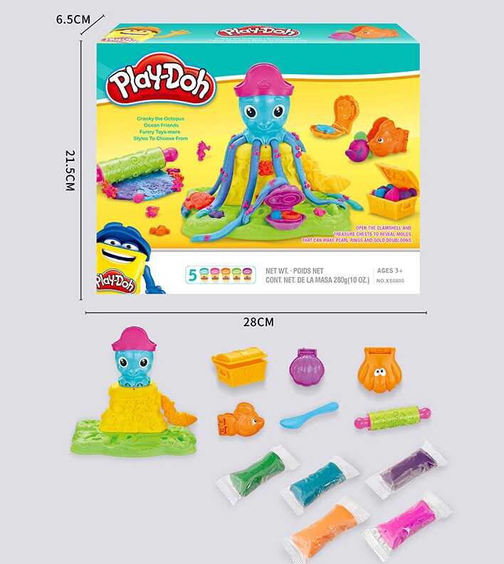 Тісто для ліплення XS 0800-2 (48) 5 кольорів, форми, інструменти, екструдер, в коробці