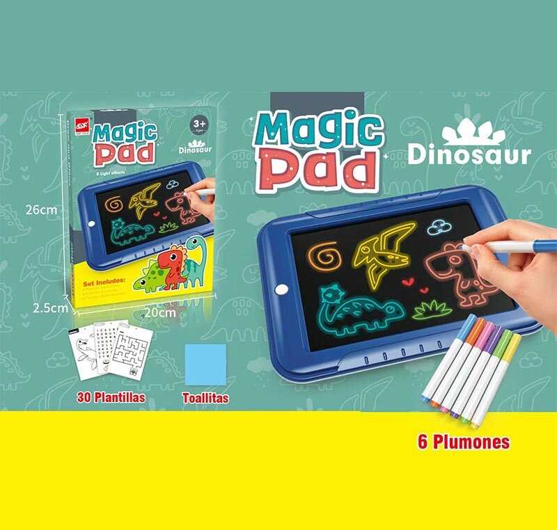 Дошка для малювання 1688 A (120/2) різнокольорове LED - підсвічування, 6 неонових маркерів, прозора основа, фон, серветка, в коробці