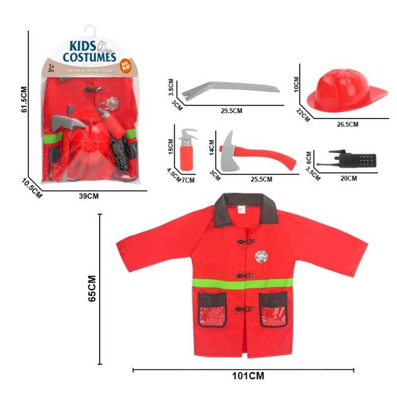 Набір пожежника MJS 004-1 (48/2) каска, форма пожежника, вогнегасник, сокира, лом, рація, в пакеті