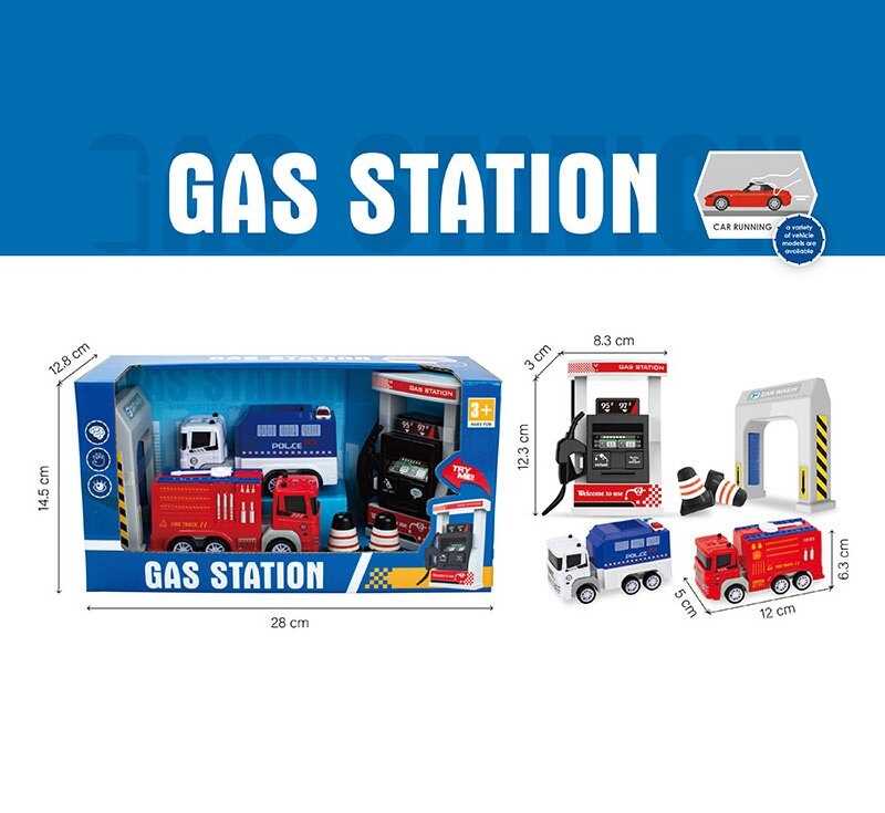 Заправна станція 890-33 A (72/2) 2 вантажівки, інерція, гумові шини, звук зправки, в коробці