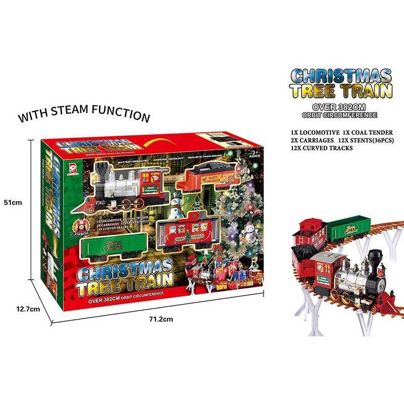 Залізниця 625-68 (4) 52 елементи, парогенерація, підсвічування, 2 режими: зі звуком/без, естакадні опори, окружність залізничної дороги більше 382 см, 1 локомотив, 3 вагони, в коробці