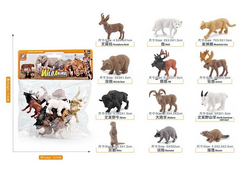 Набір тварин YJ 839 D (144) "Дикі звірі", 12 фігурок, середня довжина 5.5 см, в пакеті