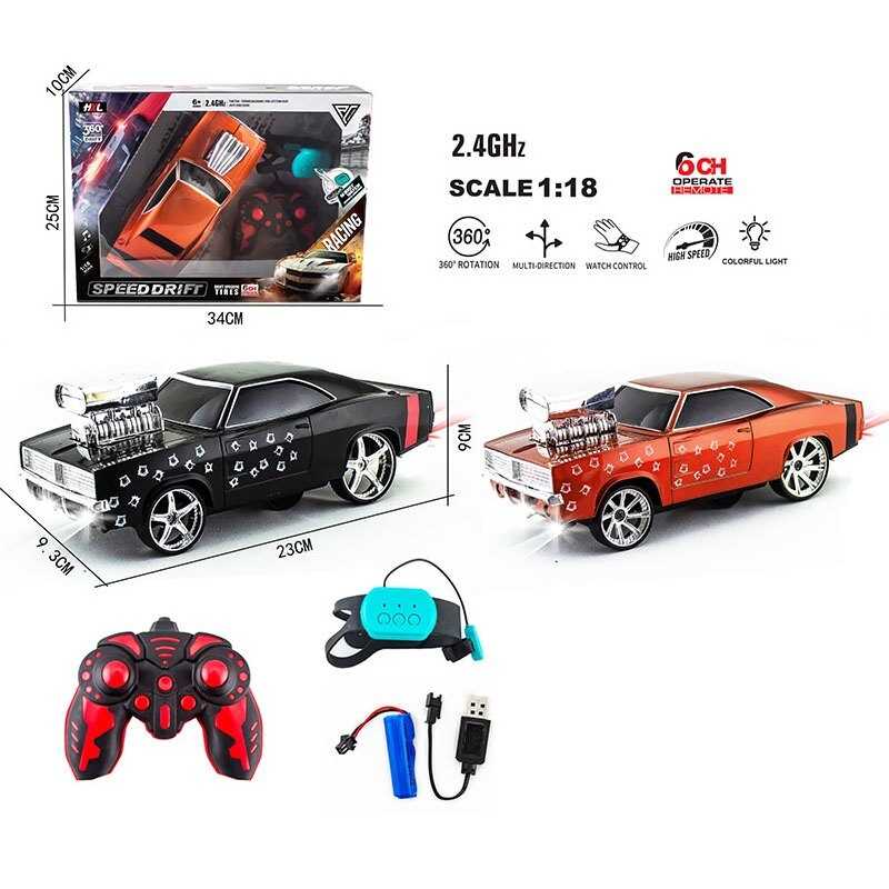 Машина на радіокеруванні 12065-4 (36/2) 2 кольори, акумулятор 3.7V, пульт 2.4 GHz, браслет, масштаб 1:18, звуки, мелодії, підсвічування, в коробці, ВИДАЄТЬСЯ МІКС