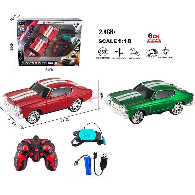 Машина на радіокеруванні 12065-9 (36/2) 2 кольори, акумулятор 3.7V, пульт 2.4 GHz, браслет, масштаб 1:18, звуки, мелодії, підсвічування, в коробці, ВИДАЄТЬСЯ МІКС 