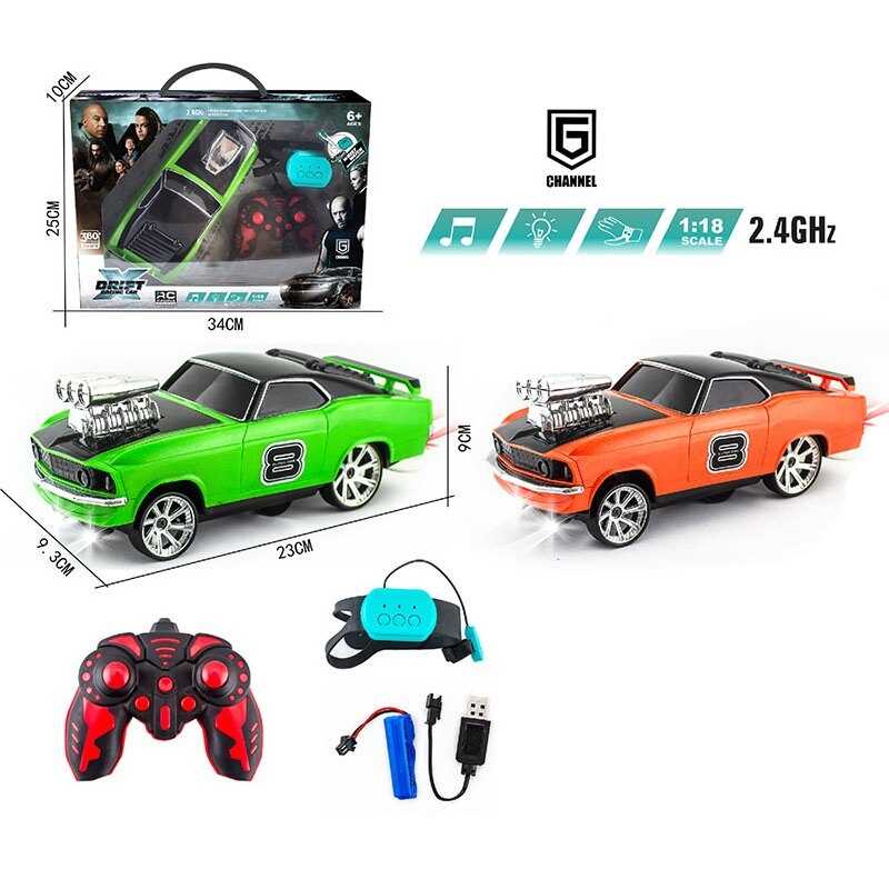 Машина на радіокеруванні 12066-5 (36/2) 2 кольори, пульт 2.4 GHz + сенсорний браслет, акум. 3.7V, USB-кабель, масштаб 1:18, підсвічування, звуки, режим демонстрації, беззвучний режим, коробці, ВИДАЄТЬСЯ МІКС ВИДІВ