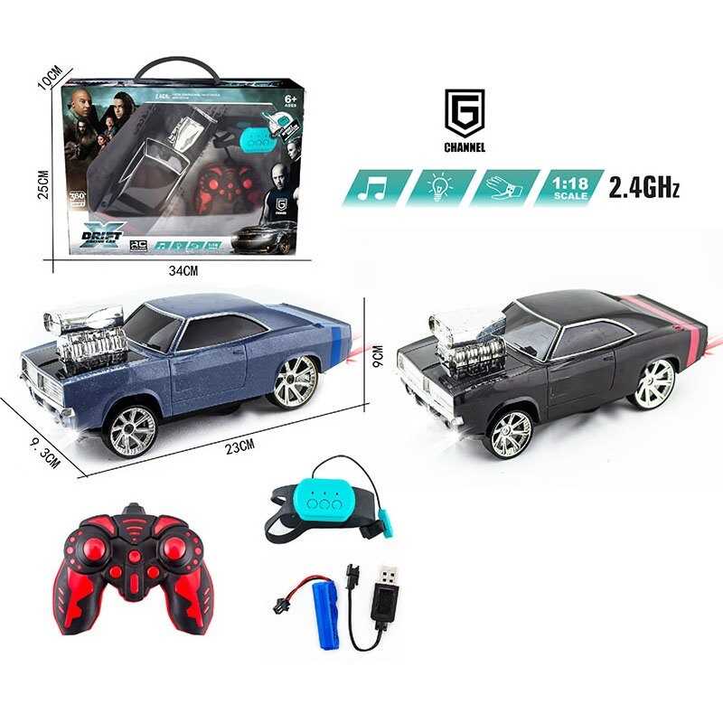 Машина на радіокеруванні 12066-6 (36/2) 2 кольори, пульт 2.4 GHz + сенсорний браслет, акум. 3.7V, USB-кабель, масштаб 1:18, підсвічування, звуки, режим демонстрації, беззвучний режим, коробці, ВИДАЄТЬСЯ МІКС ВИДІВ