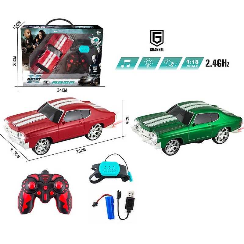 Машина на радіокеруванні 12066-9 (36/2) 2 кольори, пульт 2.4 GHz + сенсорний браслет, акум. 3.7V, USB-кабель, масштаб 1:18, підсвічування, звуки, режим демонстрації, беззвучний режим, коробці, ВИДАЄТЬСЯ МІКС ВИДІВ