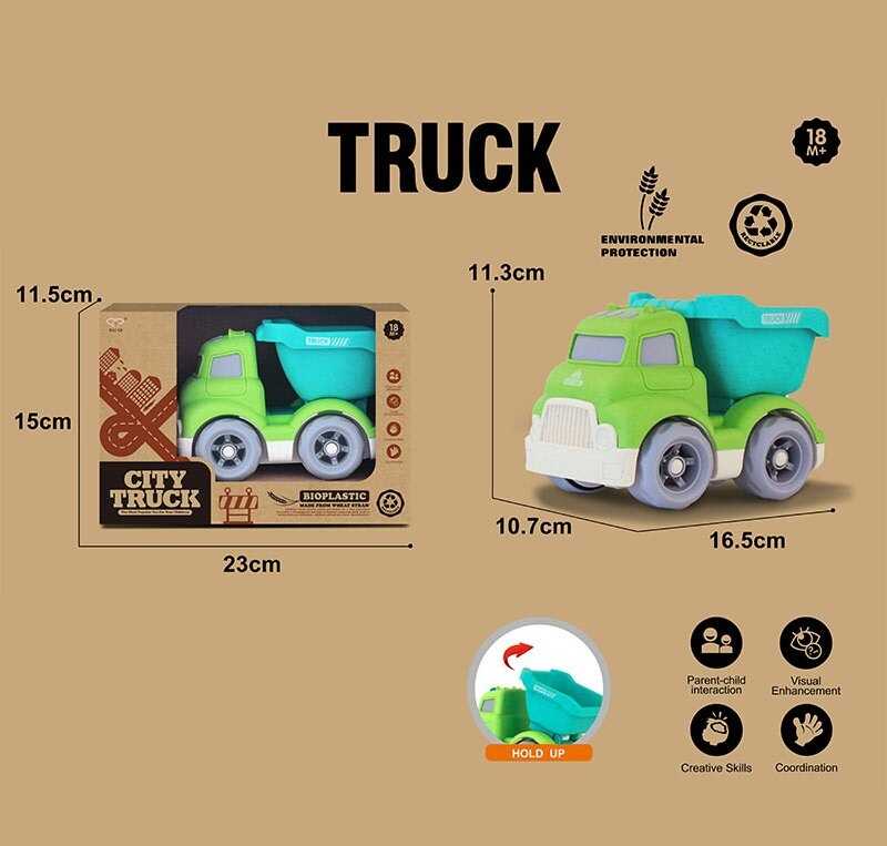 Машинка 902-1 (72/2) “Вантажівка”, довжина 16.5 см, рухомі елементи, біопластик, в коробці