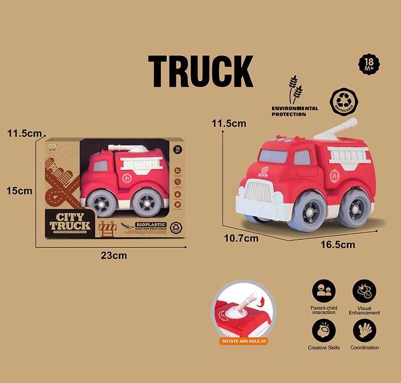 Машинка 902-4 (72/2) “Пожежна машина”, довжина 16.5 см, рухомі елементи, біопластик, в коробці