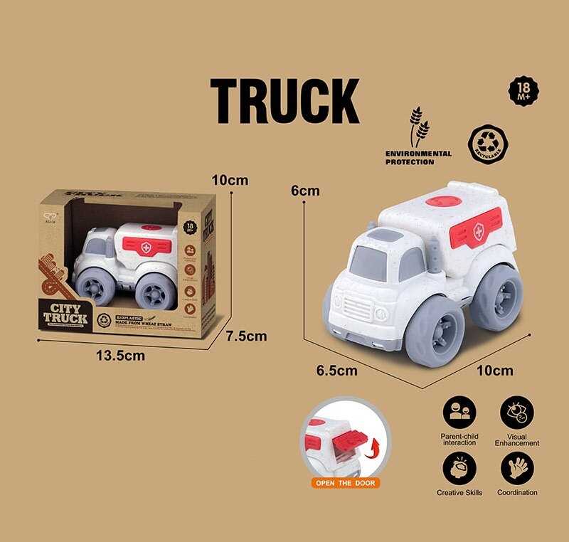 Машинка 911-6 (240/2) “Швидка допомога”, довжина 10 см, рухомі елементи, біопластик, в коробці