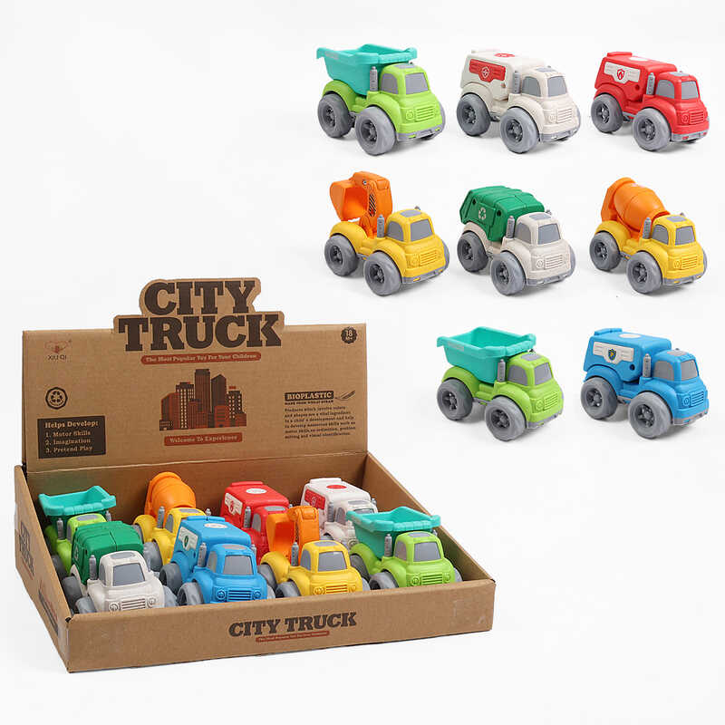 Набір машин 914-1 (48/2) ЦІНА ЗА 8 ШТУК, середня довжина 10 см, рухомі елементи, біопластик, в коробці