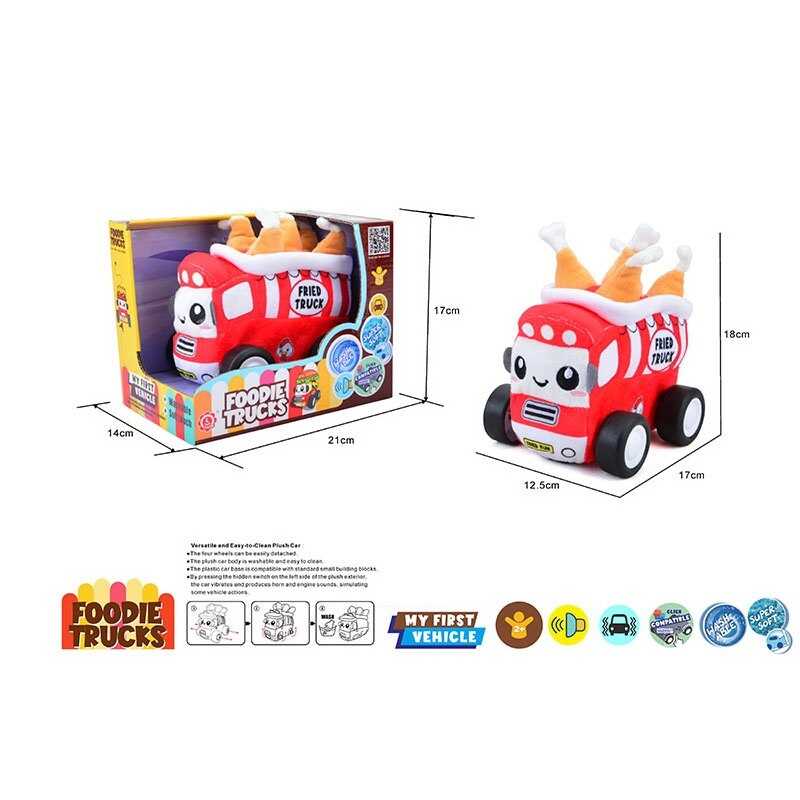 Машинка м`яка QL 8105 C-5 (48/2) “Курячі ніжки”, звуки транспорту, веселі мелодії, вібрація, знімний чохол, гумові шини, на батарейках, в коробці