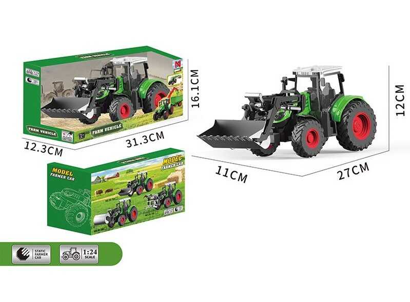 Трактор 99-78 A (36) довжина 27 см, масштаб: 1:24, навісне обладнання, гумові колеса, в коробці