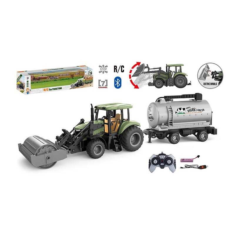 Трактор на радіокеруванні 1908-1 AT (15) підіймання навісного обладнання, цистерна, керування з додатка, Bluetooth, акум. 3.7 V, пульт, в коробці