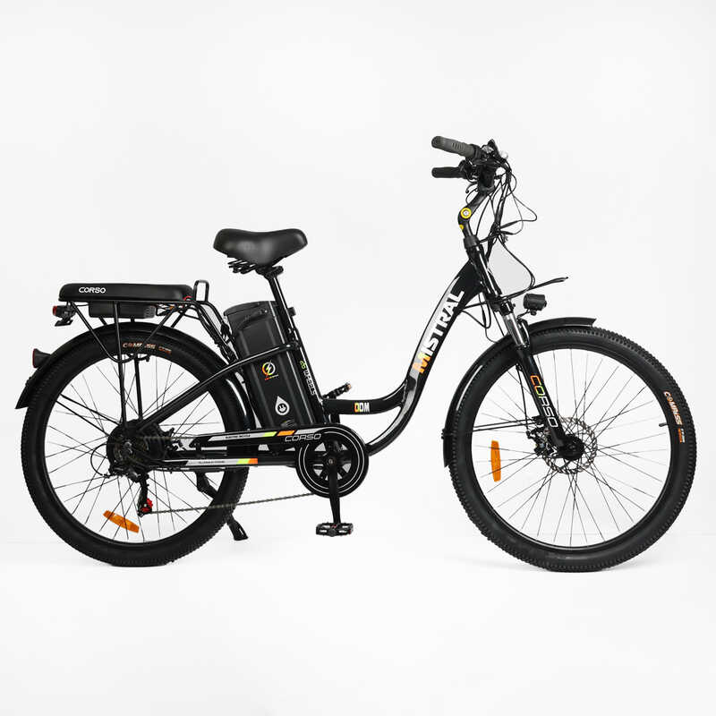 Електровелосипед Corso «Mistral» 26" дюймів MS-26219 (1) ЧОРНИЙ, рама алюмінієва, двигун 600W, акумулятор 48V20AH, у коробці