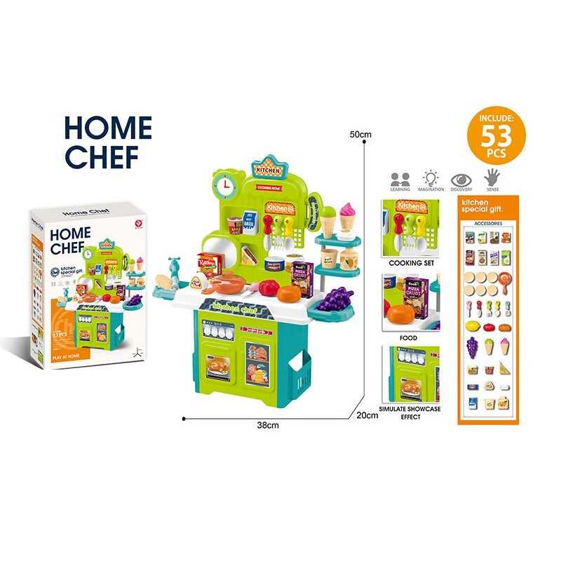 Кухня 922-208 (24) 38х20х50 см, посуд, муляжі продуктів, 53 елементи, в коробці