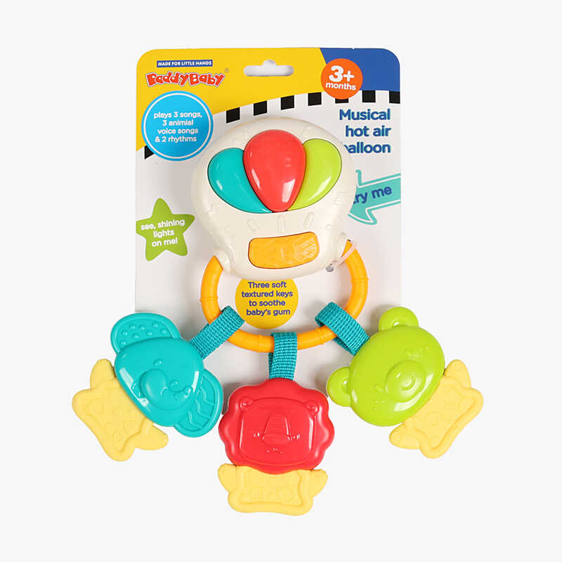 Музичне брязкальце 0999 (48) гумові прорізувачі, підсвічування, звуки, 3 режими, на батарейках, на листі