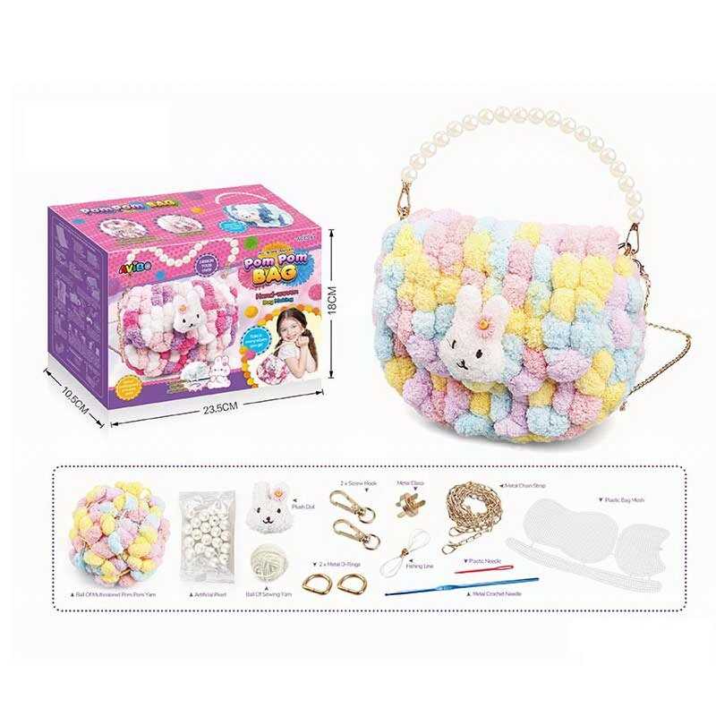 Набір для в`язання A 6602 A (72/2) 14 елементів, основа з отворами, помпони, намистини, металевий ціпок, карабіни, голка, нитки, в коробці