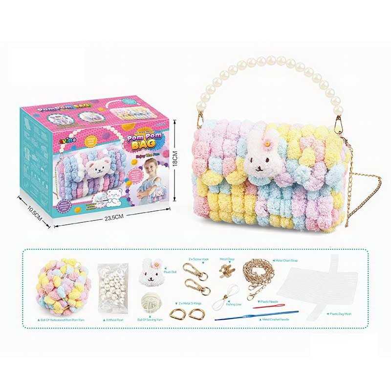 Набір для в`язання A 6603 A (72/2) 14 елементів, основа з отворами, помпони, намистини, металевий ціпок, карабіни, голка, нитки, в коробці