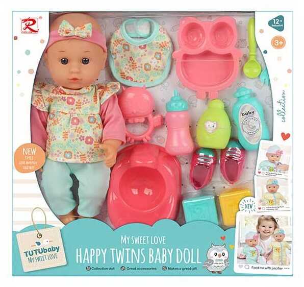 Пупс 6533 (18) висота 30 см, п’є, ходить на горщик, взуття, слинявчик, посуд, пляшечки, брязкальце, 2 кубики, знімний одяг, в коробці