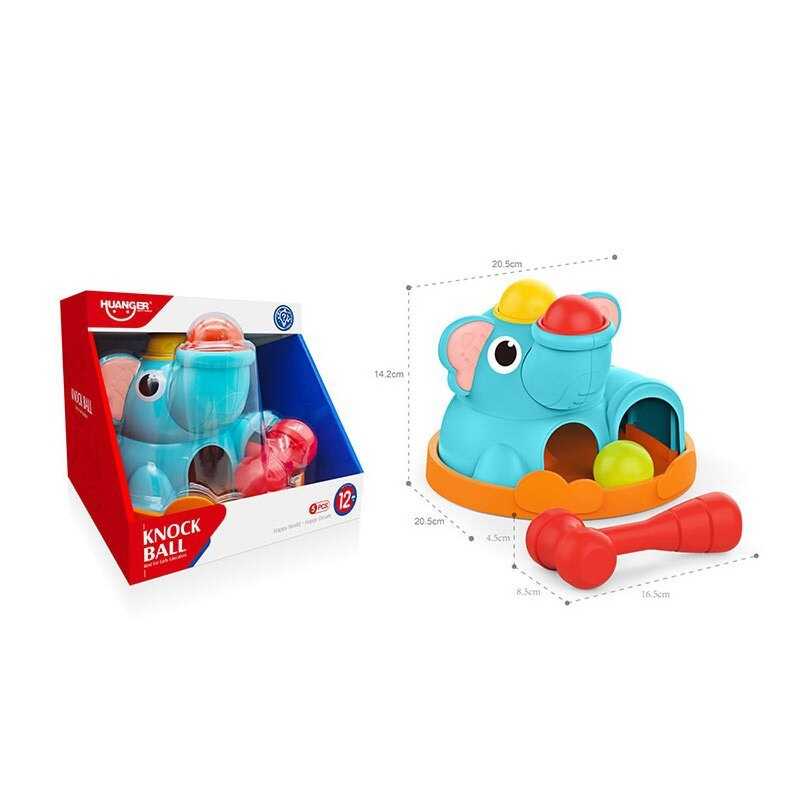 Стукалка HE 0283 (36) “Слоник”, 20,5х20,5х14,2 см, молоточок, 3 кульки, в коробці