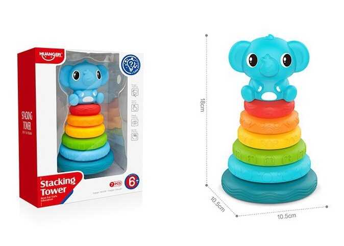 Пірамідка HE 0921 (24) “Слоник”, гумова, 7 елементів, 10,5х10,5х18 см, в коробці