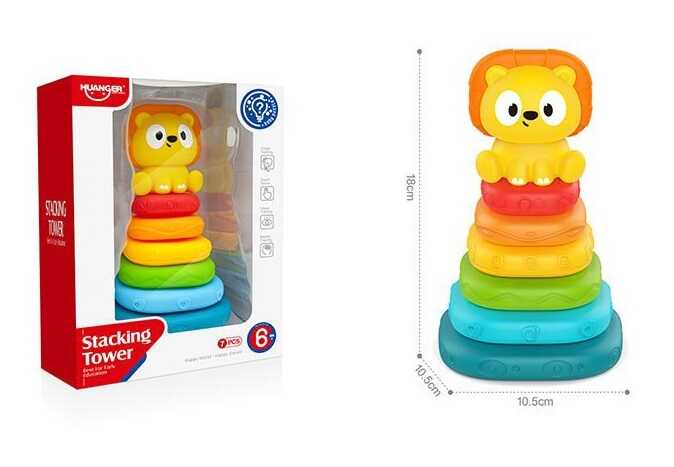 Пірамідка HE 0922 (24) “Левенятко”, гумова, 7 елементів, 10,5х10,5х18 см, в коробці