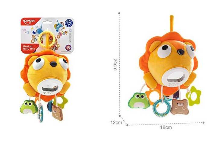 М’яке брязкальце HE 0563 (36) мелодія, підсвічування, гумові прорізувачі, дзеркальце, пальчикові ігри, гучність регулюється, кріплення-кільце, в пакет