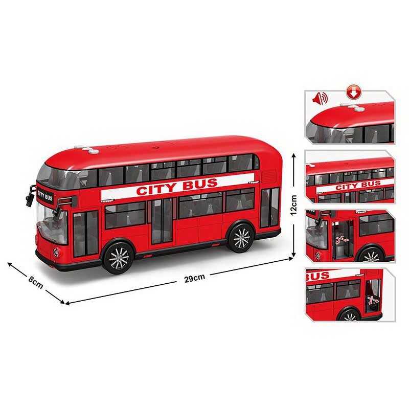 Автобус 666-29 Q (24) ”Міський”, розмір: 29х8х12 см, інерція, звуки, музика, підсвічування, відчиняються двері, гумові шини, в коробці