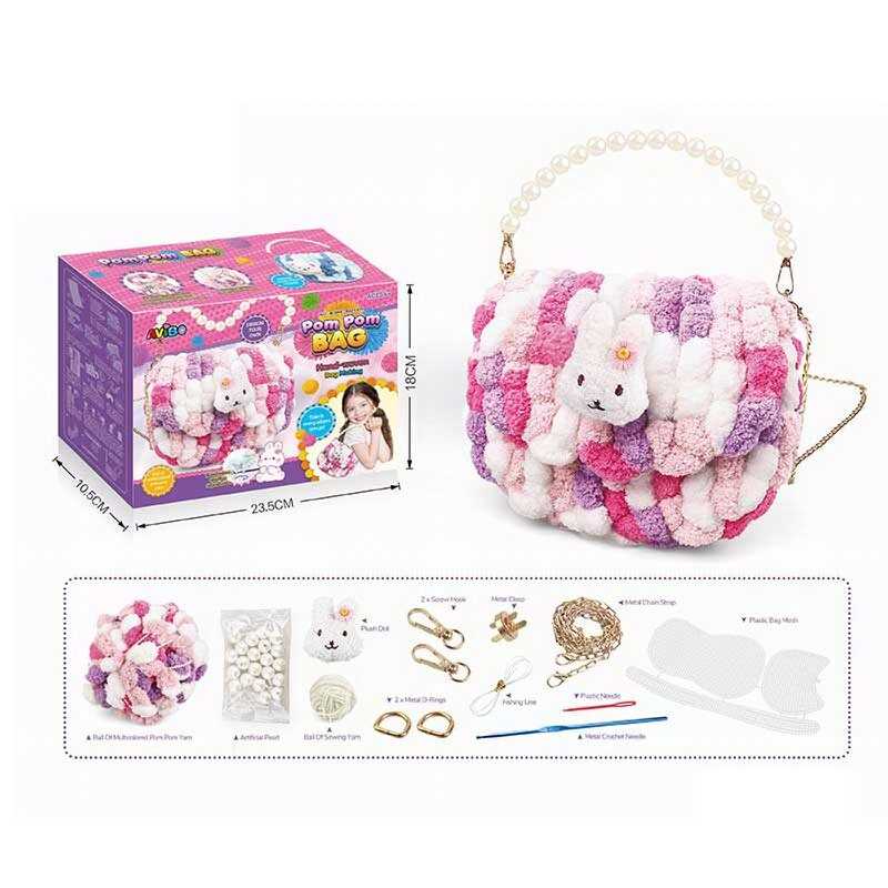 Набір для в`язання A 6602 F (72/2) 14 елементів, основа з отворами, помпони, намистини, металевий ціпок, карабіни, голка, нитки, в коробці