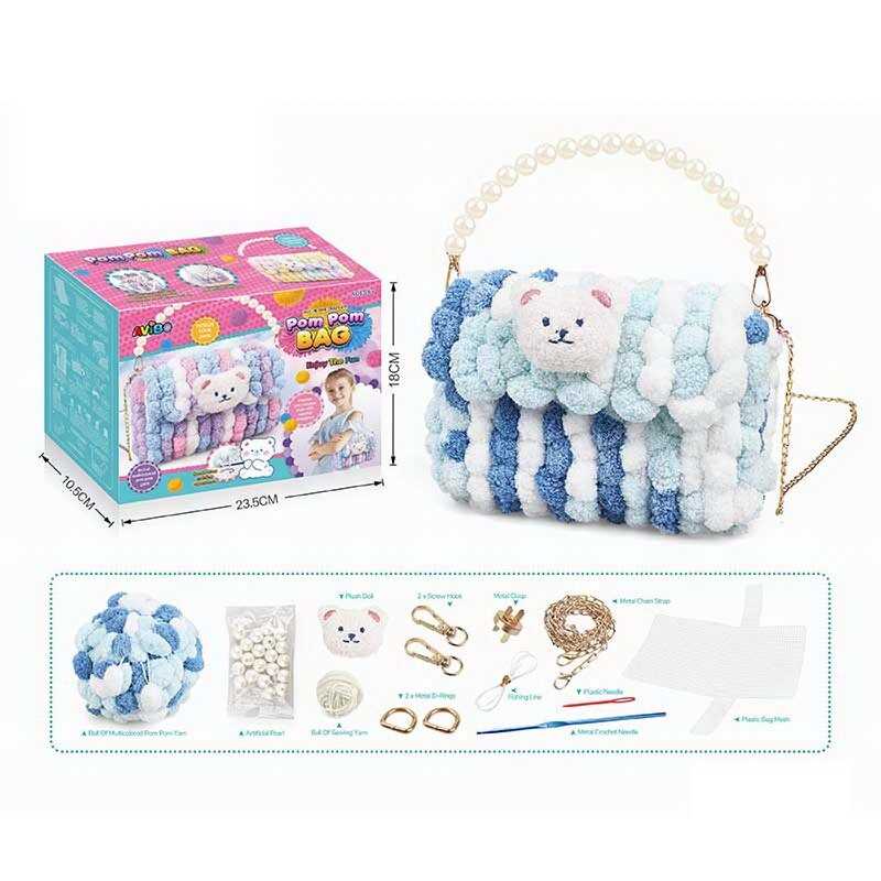 Набір для в`язання A 6603 B (72/2) 14 елементів, основа з отворами, помпони, намистини, металевий ціпок, карабіни, голка, нитки, в коробці