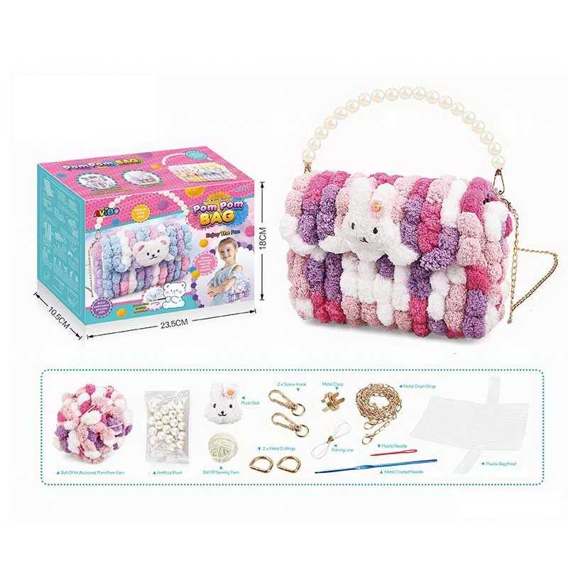 Набір для в`язання A 6603 F (72/2) 14 елементів, основа з отворами, помпони, намистини, металевий ціпок, карабіни, голка, нитки, в коробці