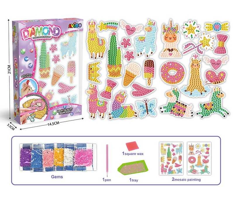 Алмазні стікери A 5503-15 (240/2) стікери із клейкими основами, кілька пачок алмазів, посудина, стилус, квадратик воску, в коробці