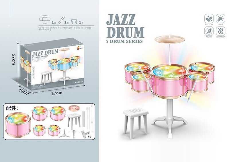 Барабанна установка DXBL 886-1 (20) підсвічування реагує на удар, барабані палички, стільчик, в коробці