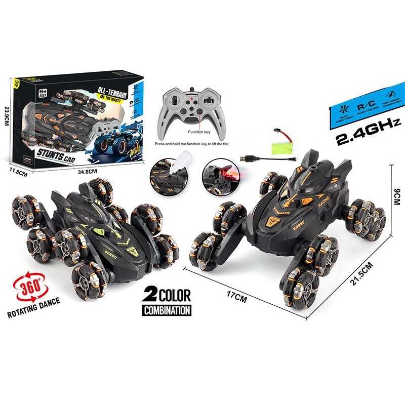 Машина на радіокеруванні 36968-4 A (24) 2 кольори, акум 3.7 V, пульт 2.4 G, парогенерація, обертається, трансформація коліс, в коробці