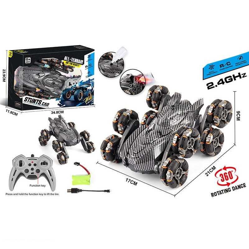 Машина на радіокеруванні 36968-5 A (24) акумулятор 3.7 V, пульт 2.4 G, парогенерація, роликові колеса, обертається, трансформація коліс, в коробці
