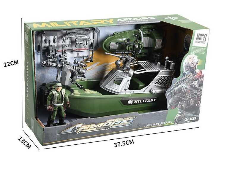 Набір військової техніки 10-2 (32) катер, лодка, зброя, фігурка з рухомими кінцівками, в коробці