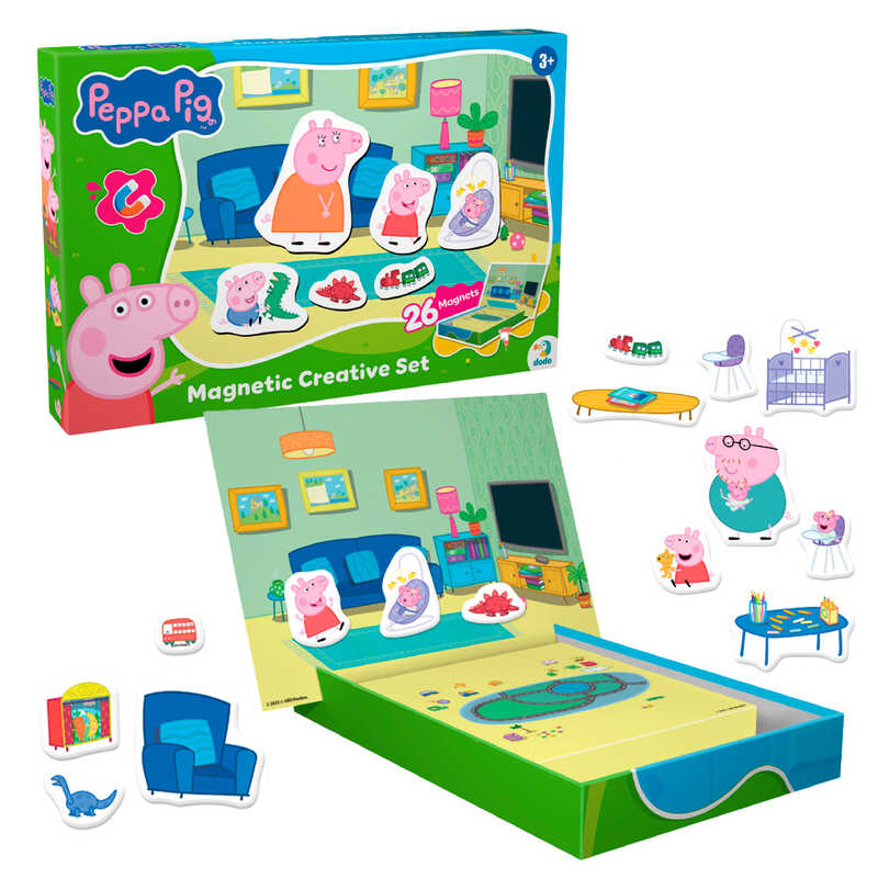 гр Магнітна гра з планшеткою "Peppa Pig" 200665 (24) "DoDo", 1 магнітна дошка, 26 магнітних елементів, в коробці