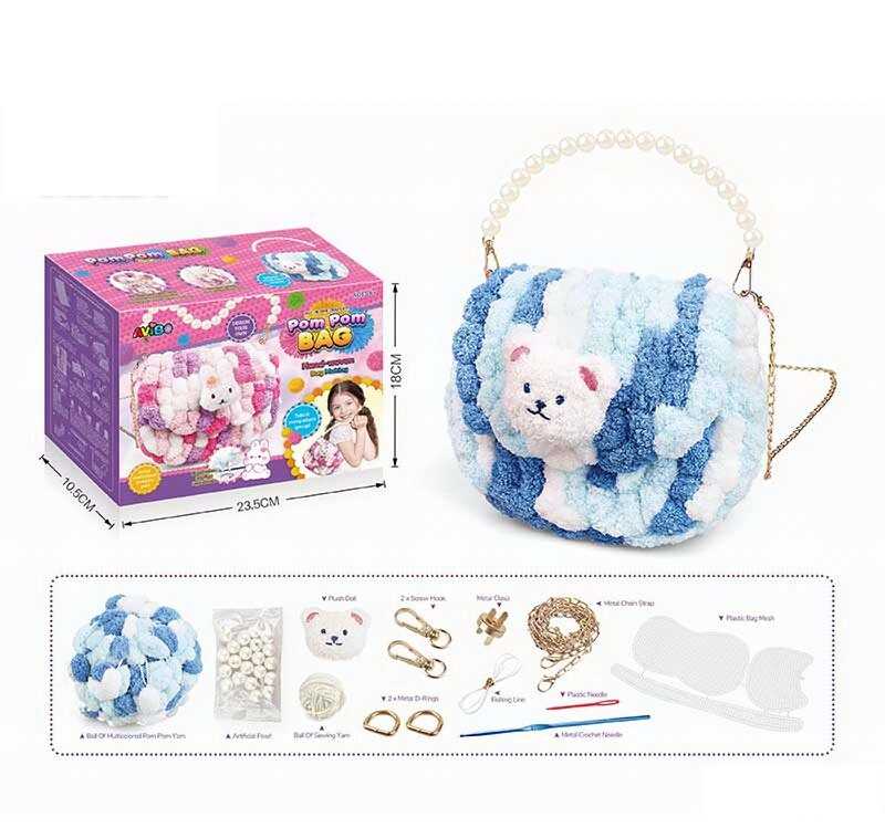 Набір для в`язання A 6602 B (72/2) 14 елементів, основа з отворами, помпони, намистини, металевий ціпок, карабіни, голка, нитки, в коробці