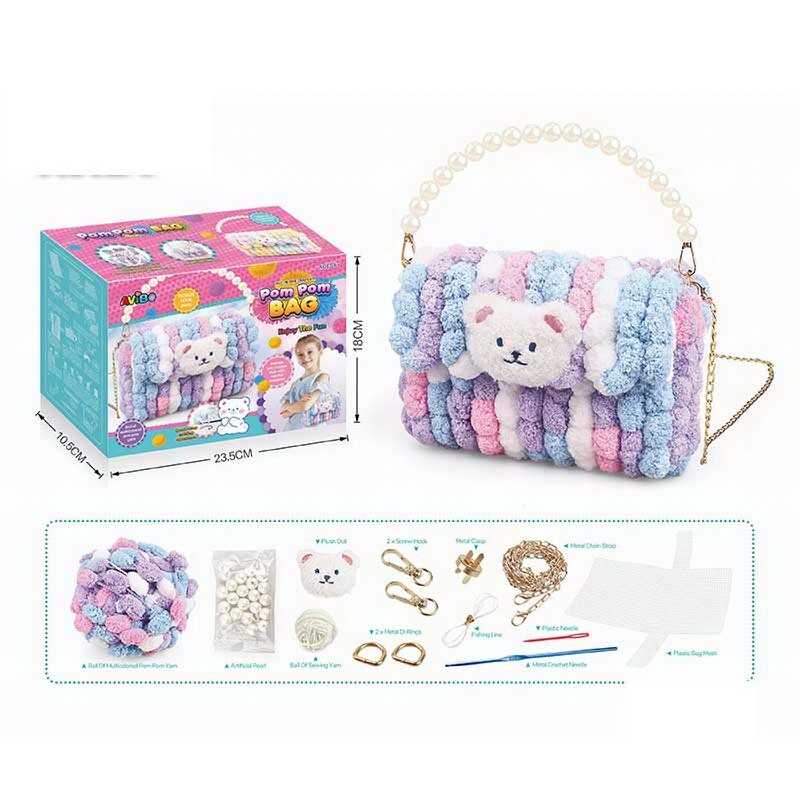 Набір для в`язання A 6603 C (72/2) 14 елементів, основа з отворами, помпони, намистини, металевий ціпок, карабіни, голка, нитки, в коробці